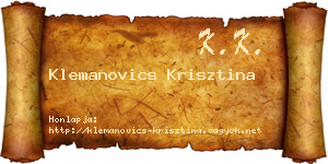 Klemanovics Krisztina névjegykártya